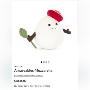 Jellycat Amuseables Mozzarella with Red and Cream Cap